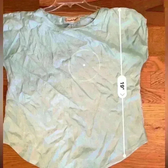 Vintage Diane Von Furstenberg Mint Blue Crinkle Dolman Sleeve Top Small - Picture 5 of 6